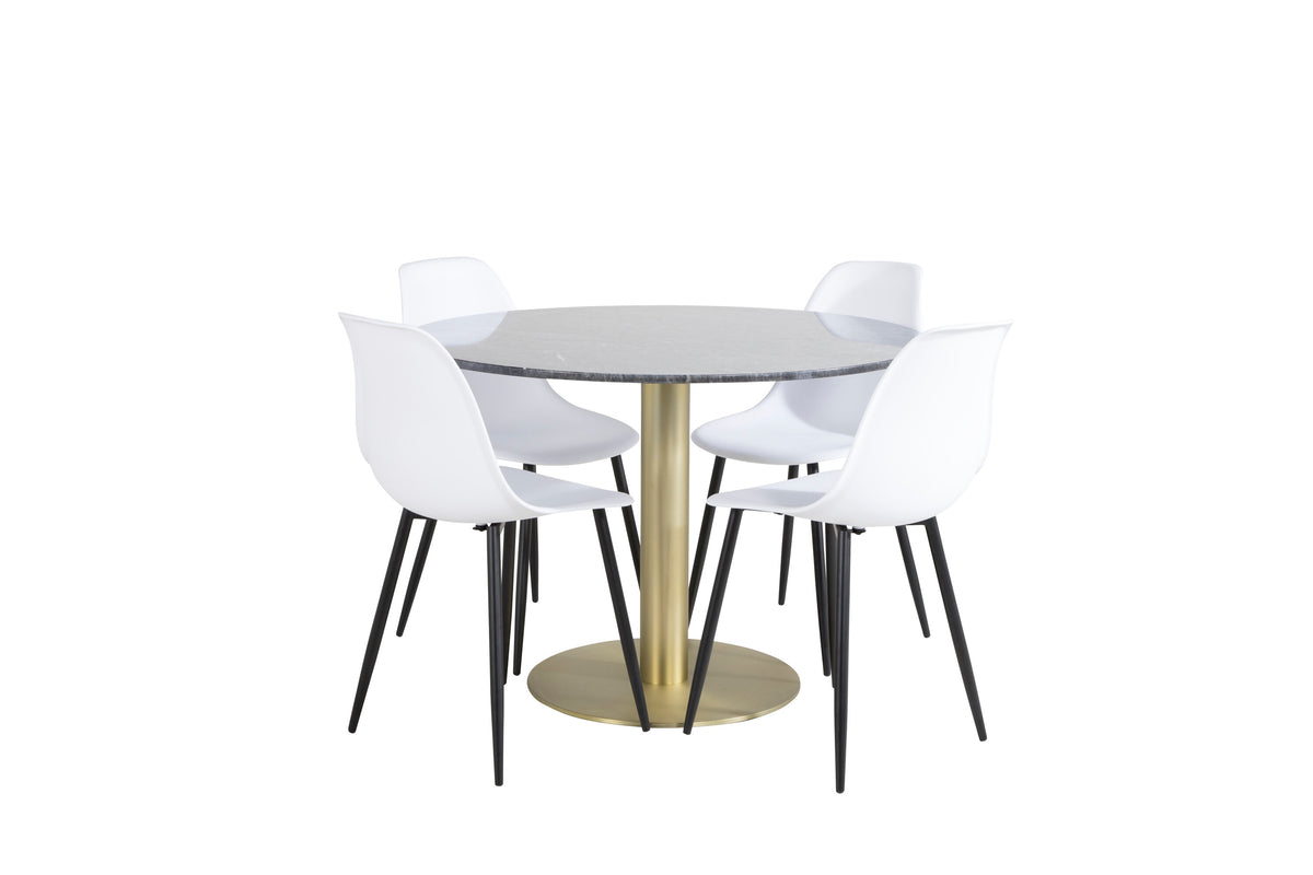 Estelle Matbord med Polar Stolarna – Bord: ⌀106 Stol: 58x81x45,5