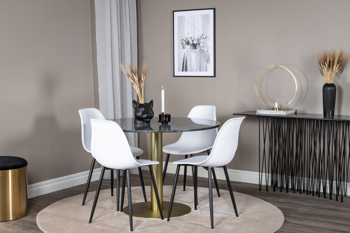 Estelle Matbord med Polar Stolarna – Bord: ⌀106 Stol: 58x81x45,5