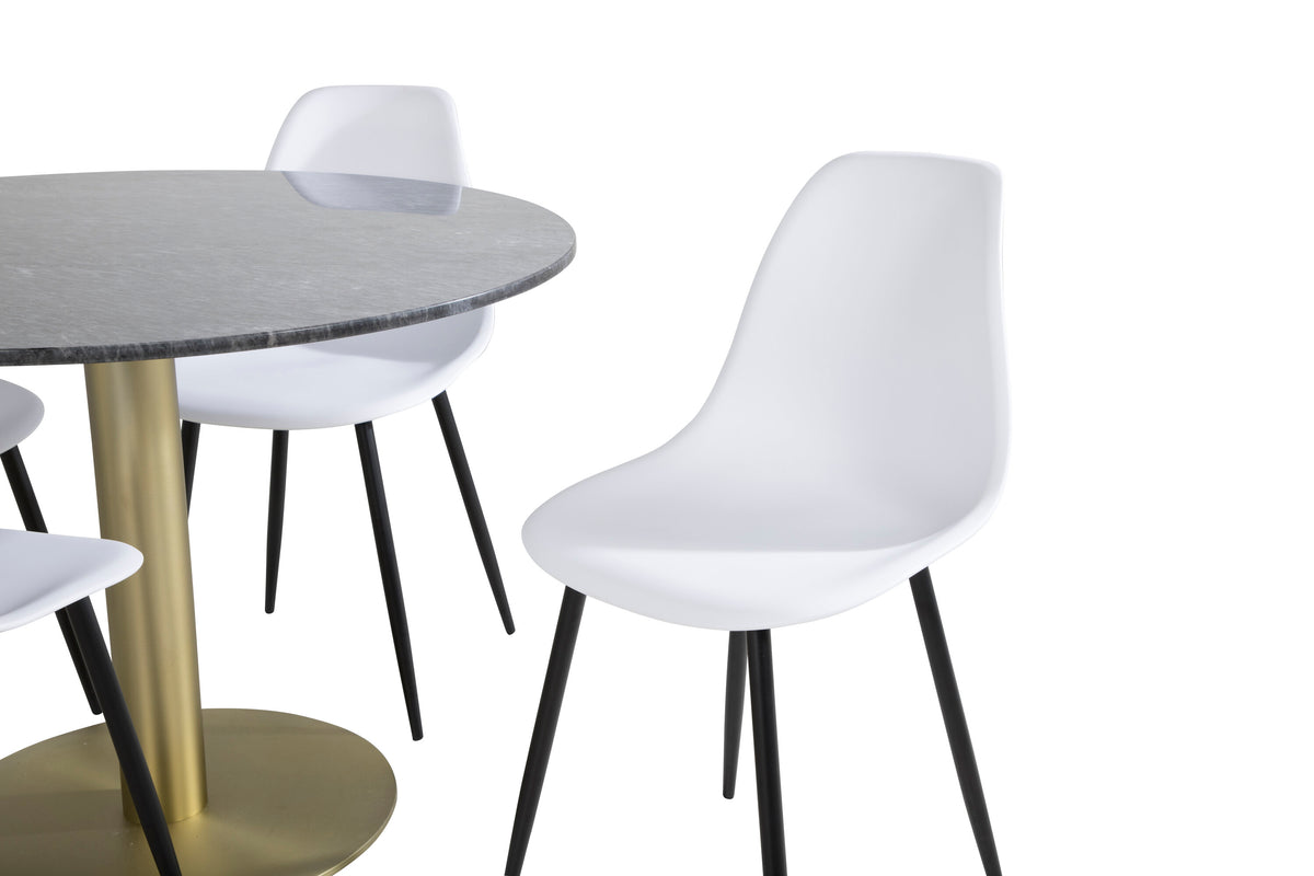 Estelle Matbord med Polar Stolarna – Bord: ⌀106 Stol: 58x81x45,5