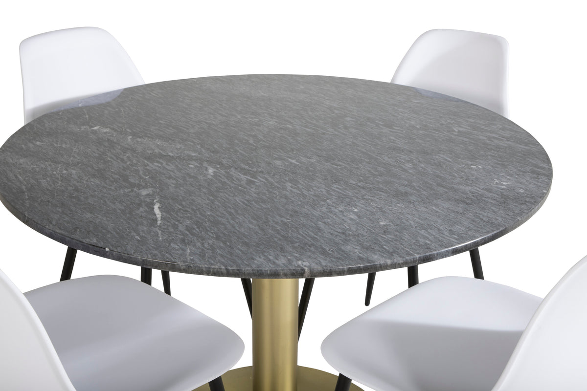 Estelle Matbord med Polar Stolarna – Bord: ⌀106 Stol: 58x81x45,5