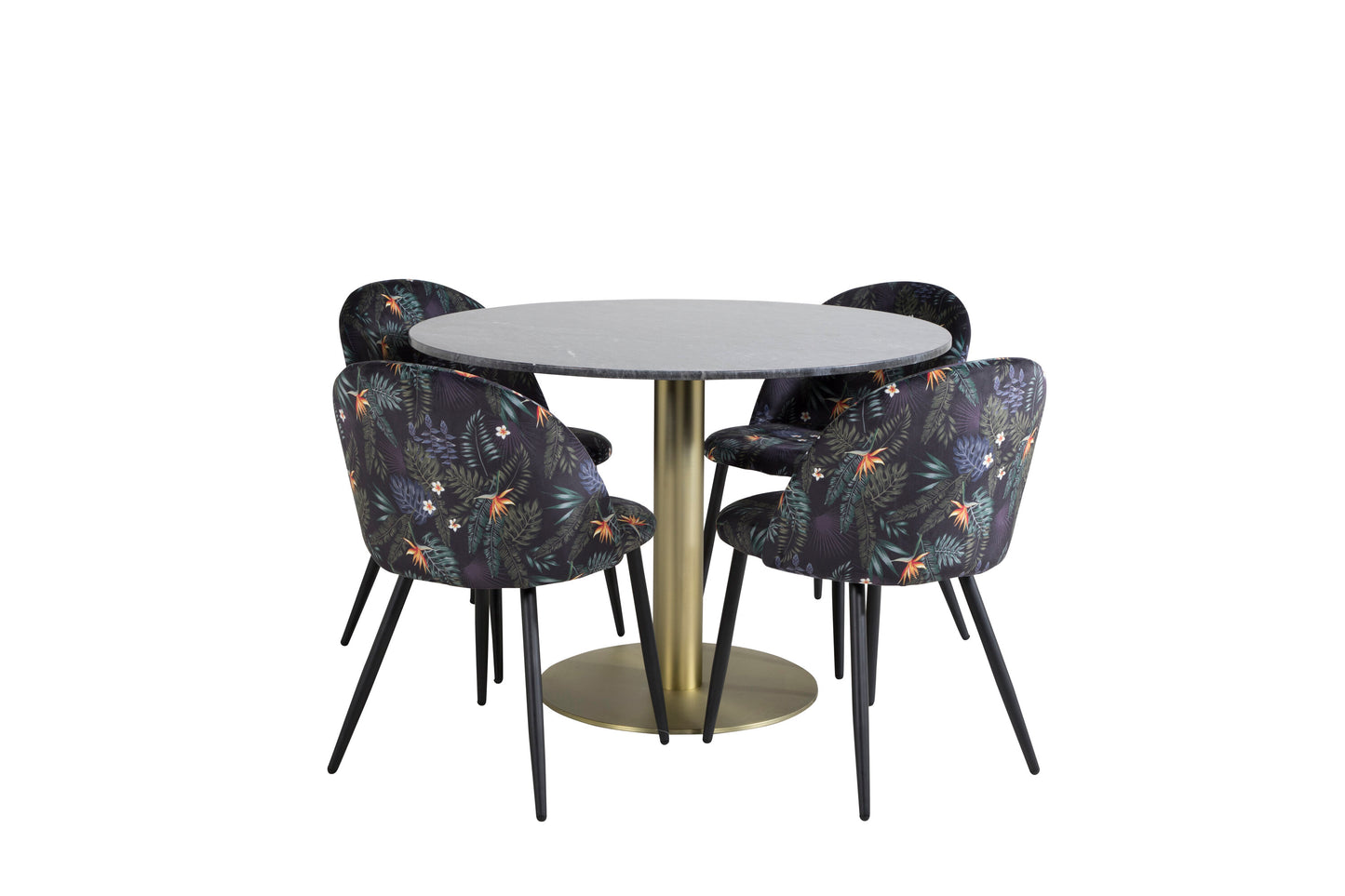 Estelle Matbord med Velvet Stolarna – Bord: ⌀106 Stol: 55x78x50,5