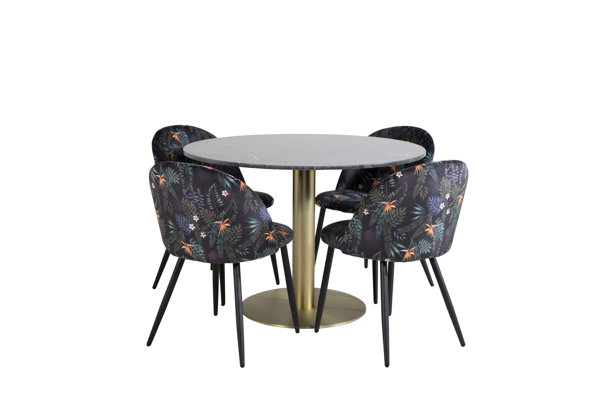 Estelle Matbord med Velvet Stolarna – Bord: ⌀106 Stol: 55x78x50,5