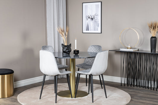 Estelle Matbord med Polar Stolarna – Bord: ⌀106 Stol: 52x86x44