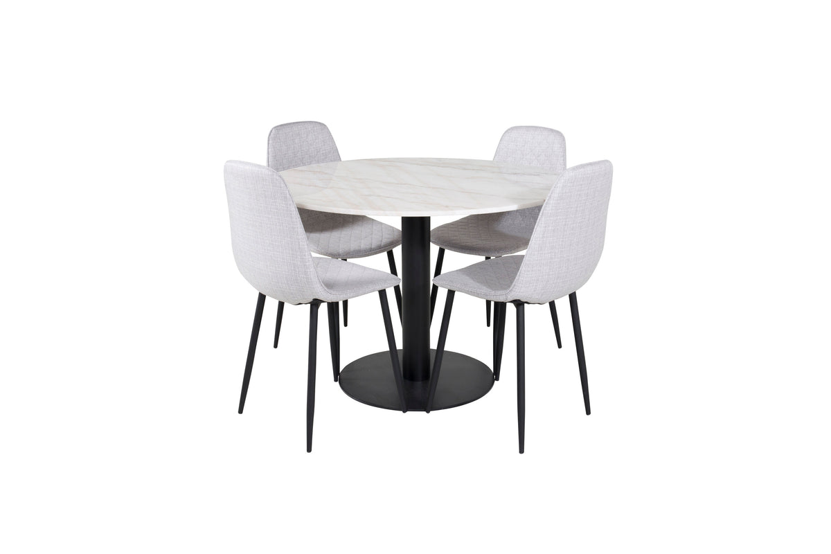 Estelle Matbord med Polar Stolarna – Bord: ⌀106 Stol: 52x86x44