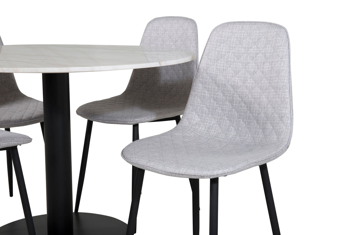Estelle Matbord med Polar Stolarna – Bord: ⌀106 Stol: 52x86x44
