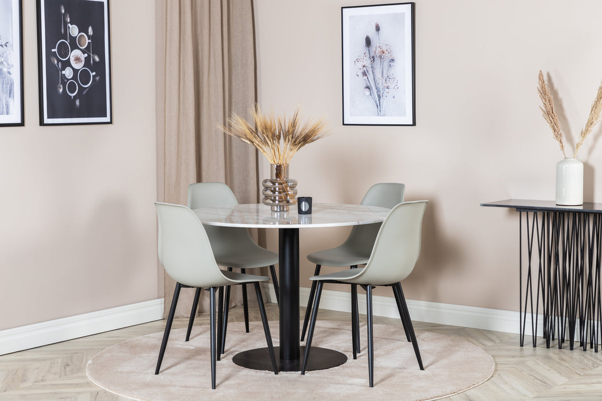 Estelle Matbord med Polar Stolarna – Bord: ⌀106 Stol: 58x81x45,5
