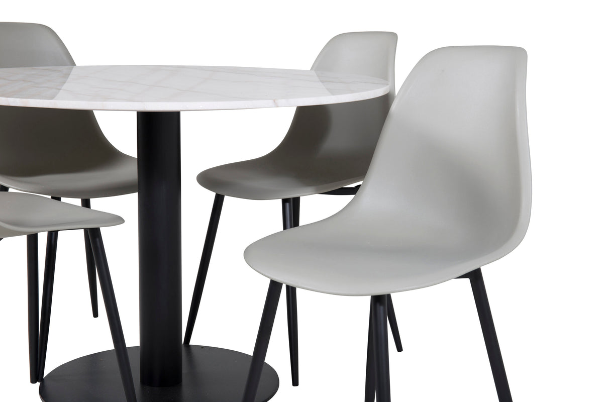 Estelle Matbord med Polar Stolarna – Bord: ⌀106 Stol: 58x81x45,5