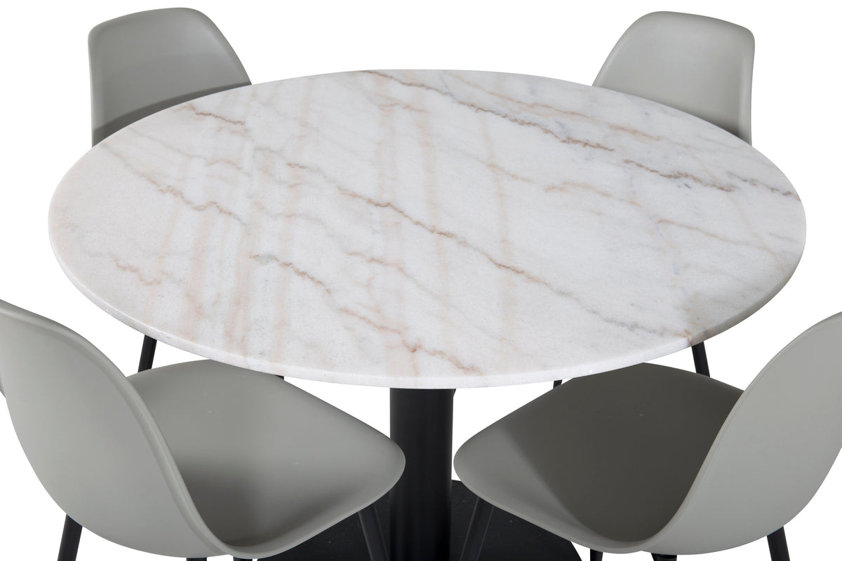 Estelle Matbord med Polar Stolarna – Bord: ⌀106 Stol: 58x81x45,5