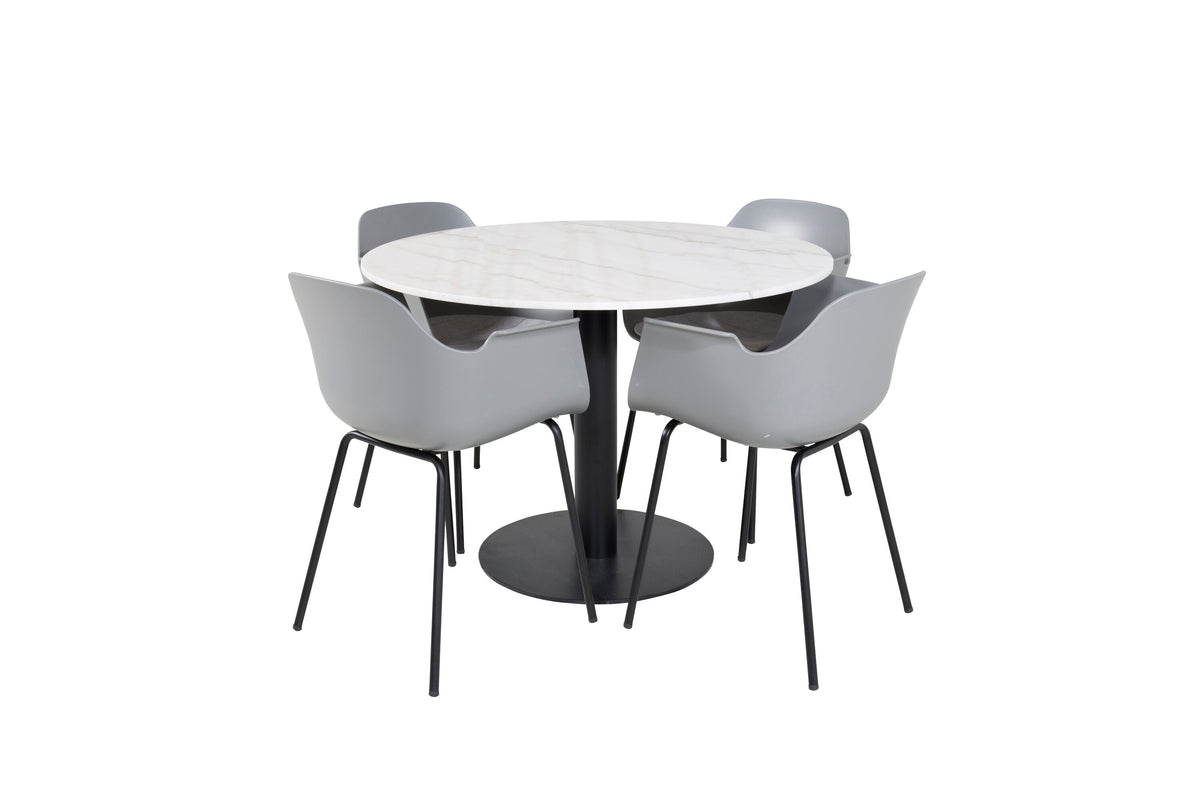 Estelle Matbord med Comfort Stolarna – Bord: ⌀106 Stol: 52x79,5x60,5