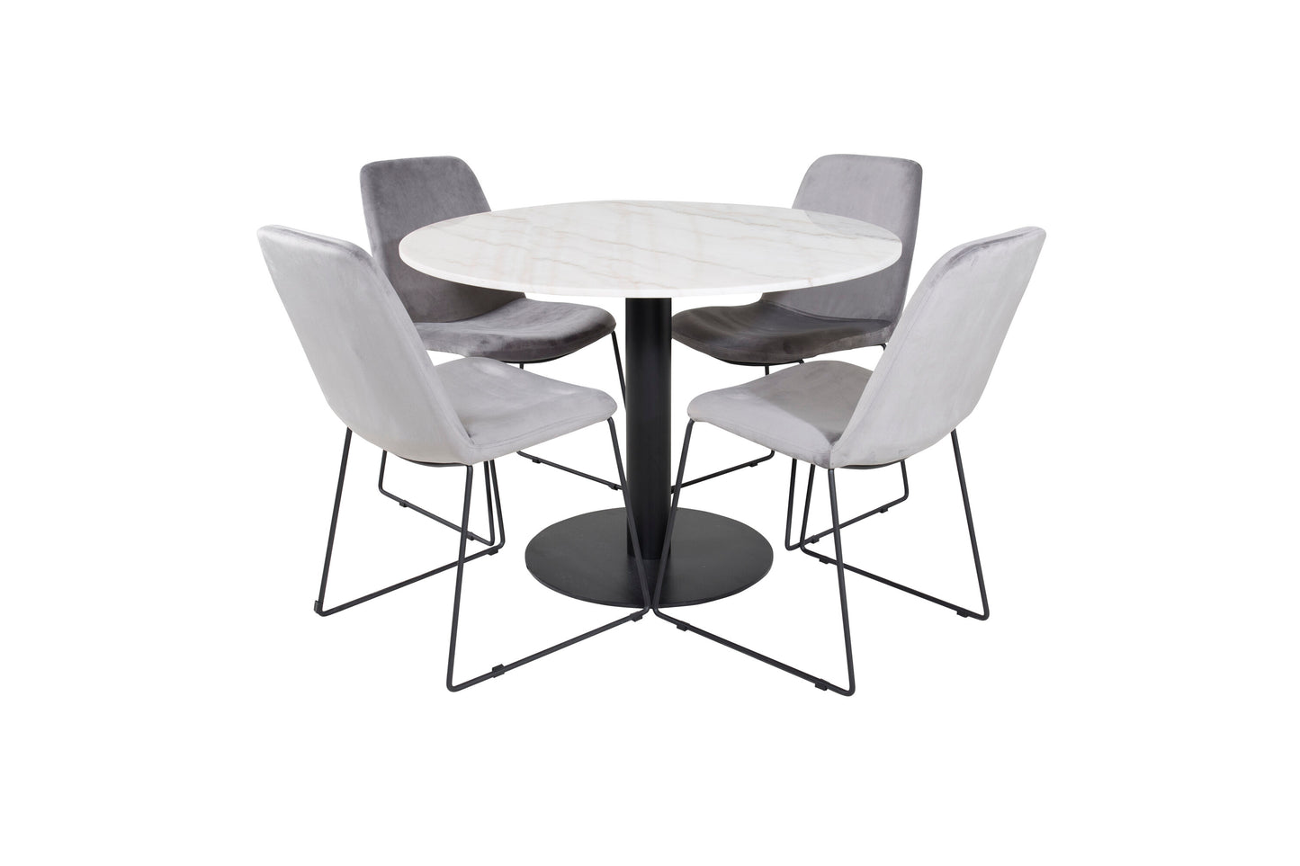 Estelle Matbord med Muce Stolarna – Bord: ⌀106 Stol: 63x84x43