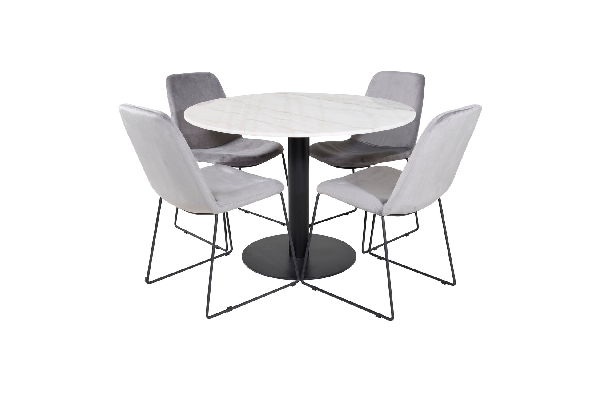 Estelle Matbord med Muce Stolarna – Bord: ⌀106 Stol: 63x84x43