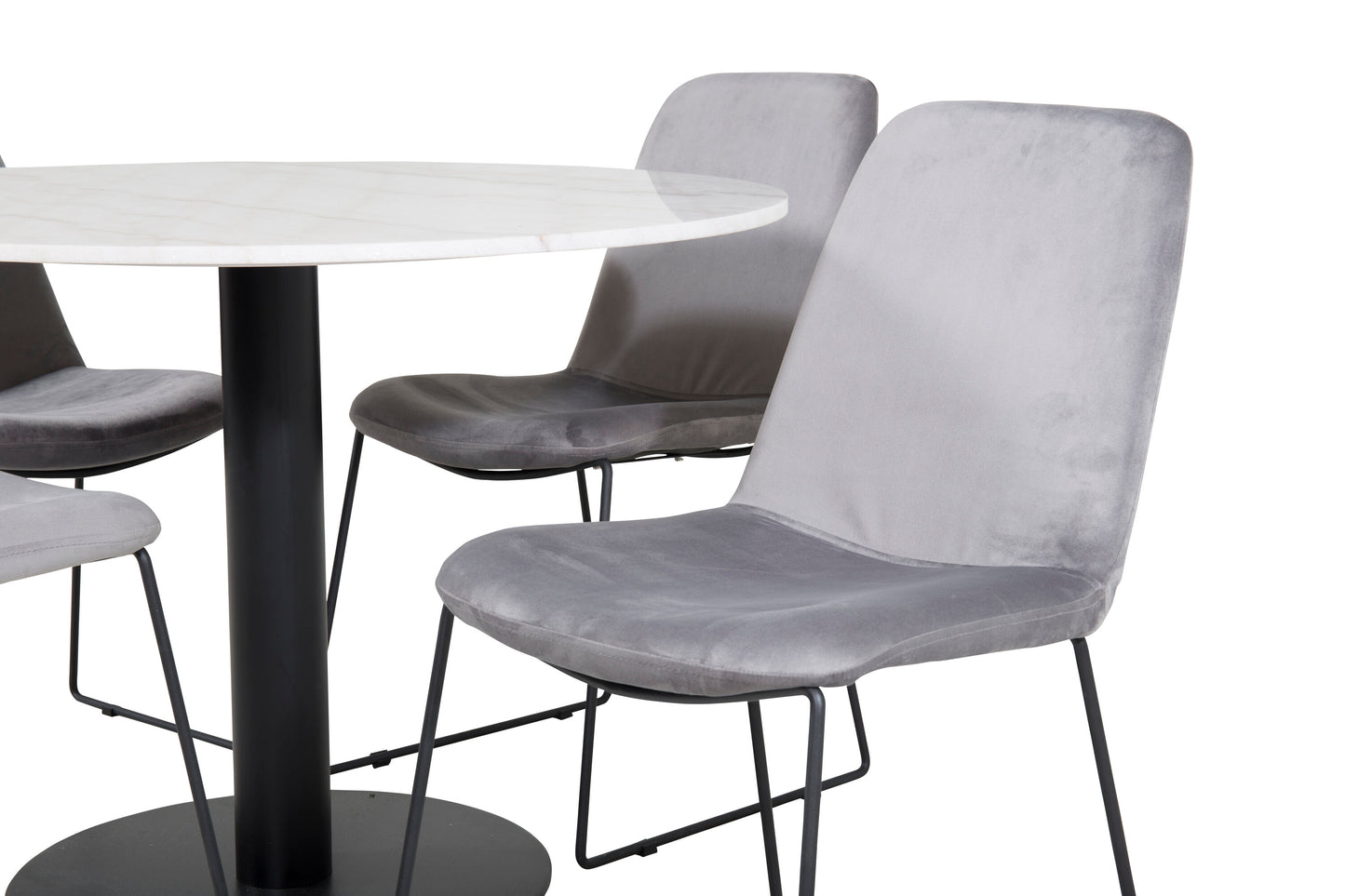 Estelle Matbord med Muce Stolarna – Bord: ⌀106 Stol: 63x84x43
