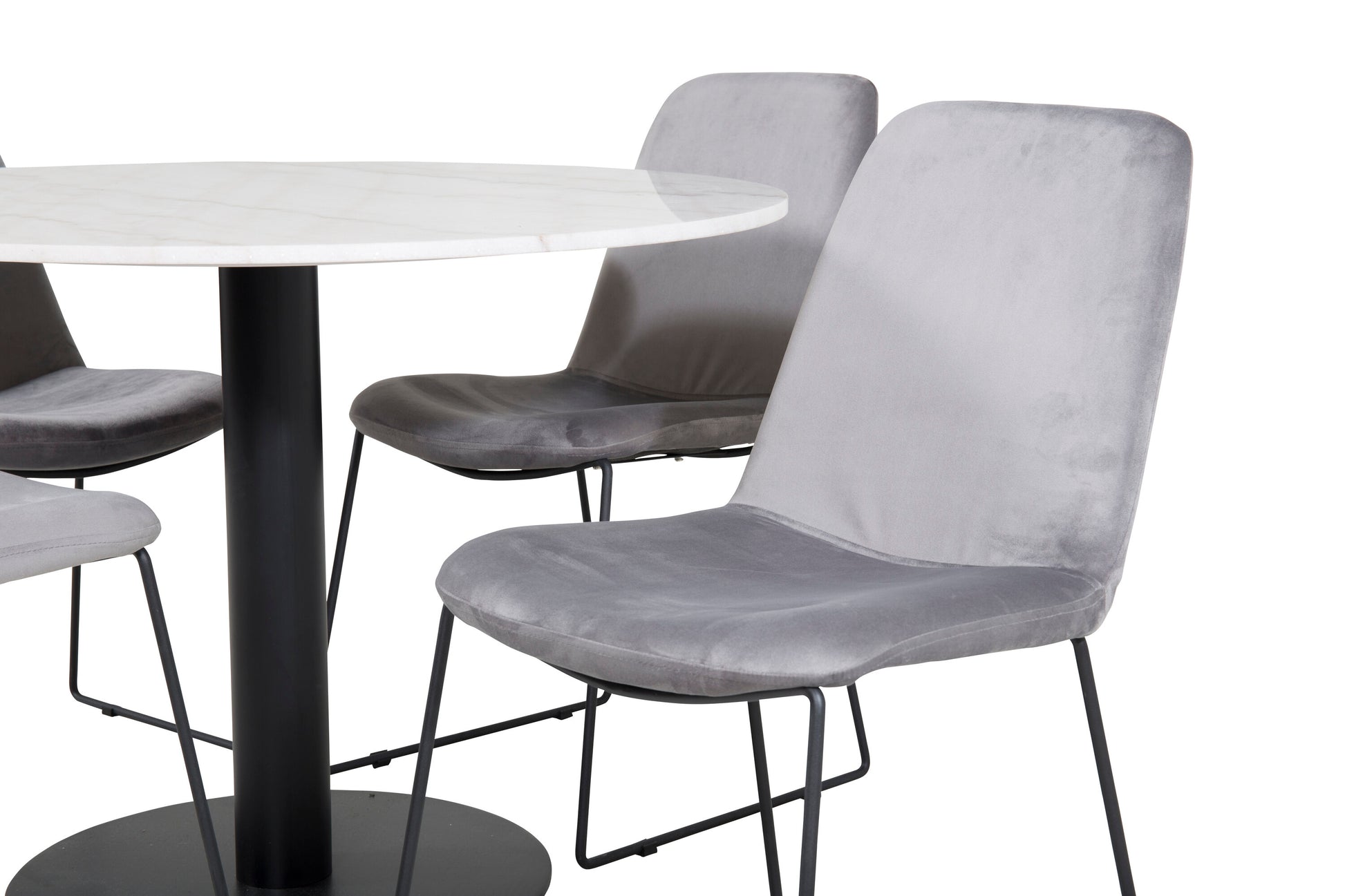 Estelle Matbord med Muce Stolarna – Bord: ⌀106 Stol: 63x84x43