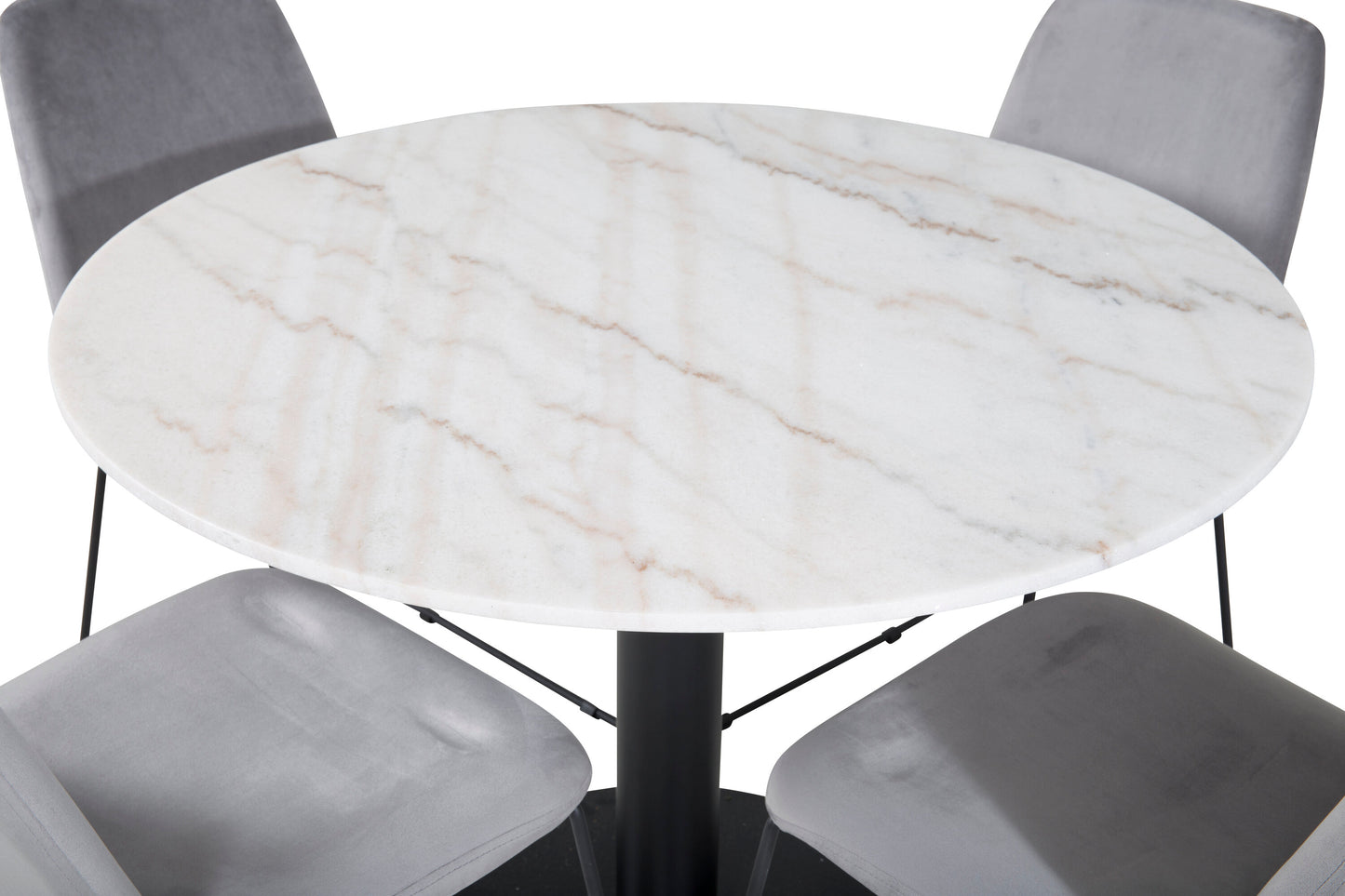 Estelle Matbord med Muce Stolarna – Bord: ⌀106 Stol: 63x84x43