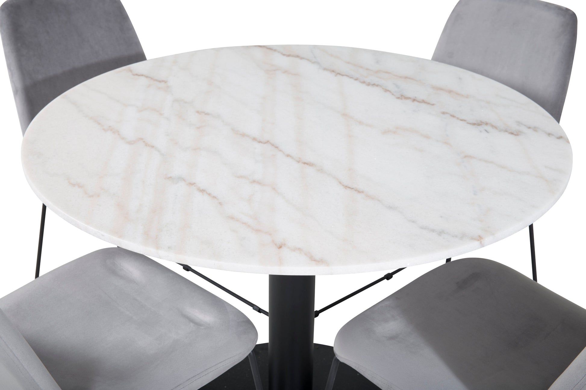 Estelle Matbord med Muce Stolarna – Bord: ⌀106 Stol: 63x84x43