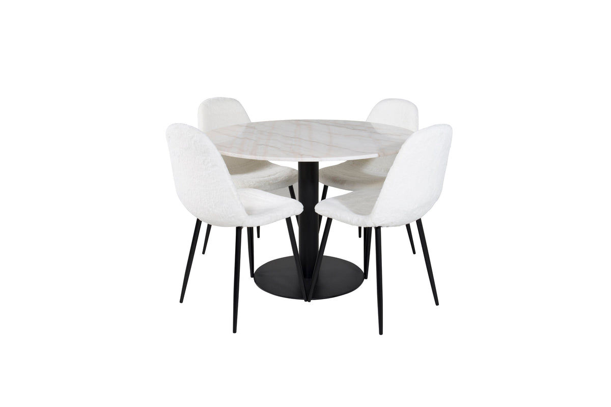 Estelle Matbord med Polar Stolarna – Bord: ⌀106 Stol: 53x87x44