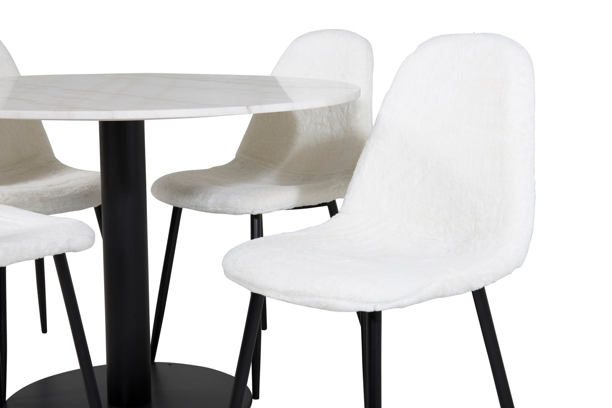 Estelle Matbord med Polar Stolarna – Bord: ⌀106 Stol: 53x87x44