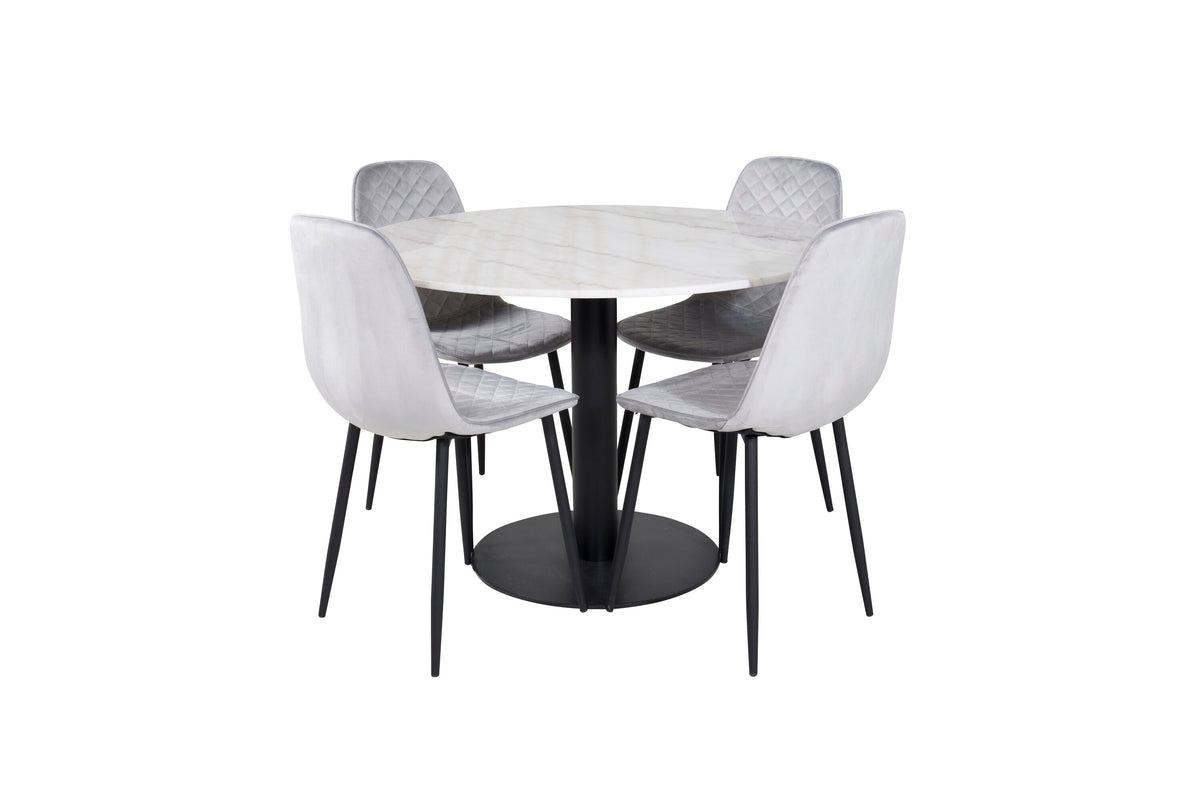 Estelle Matbord med Polar Stolarna – Bord: ⌀106 Stol: 52x86x44