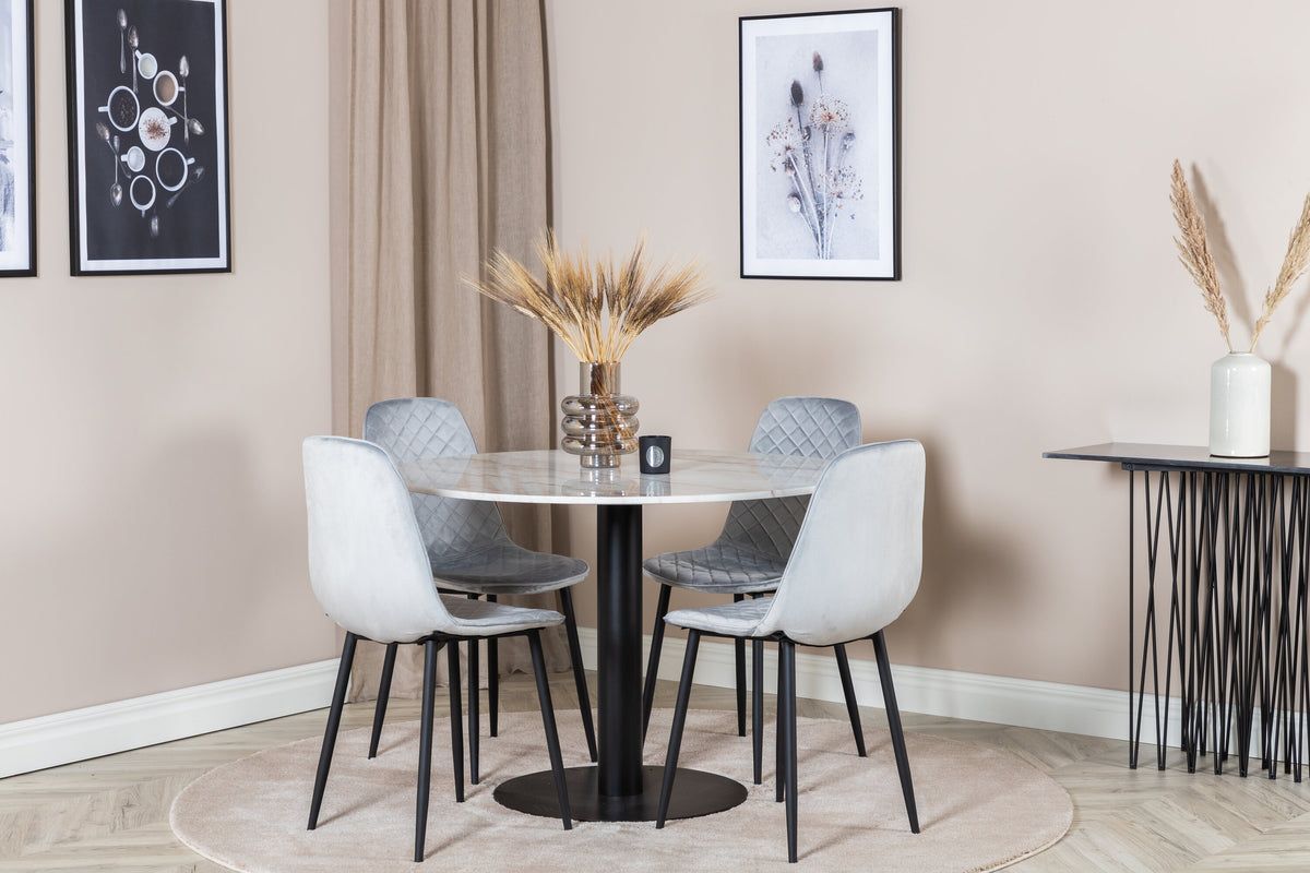 Estelle Matbord med Polar Stolarna – Bord: ⌀106 Stol: 52x86x44
