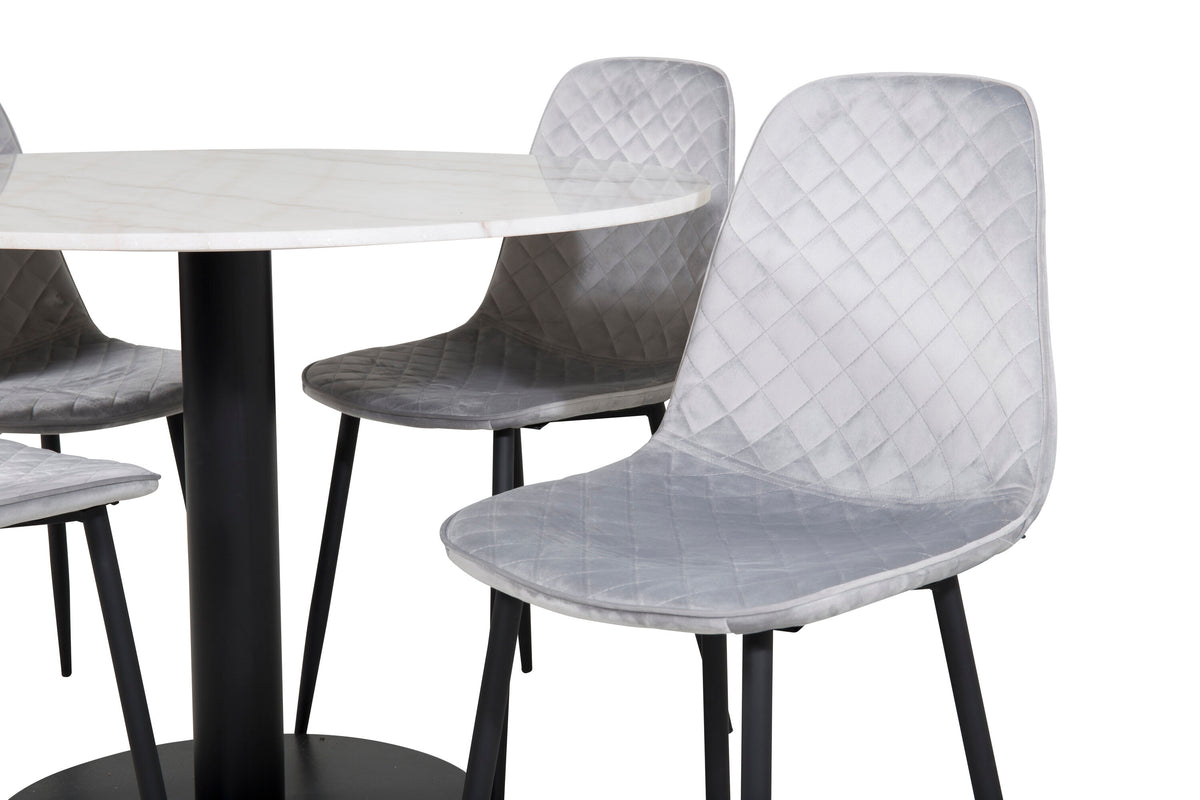 Estelle Matbord med Polar Stolarna – Bord: ⌀106 Stol: 52x86x44