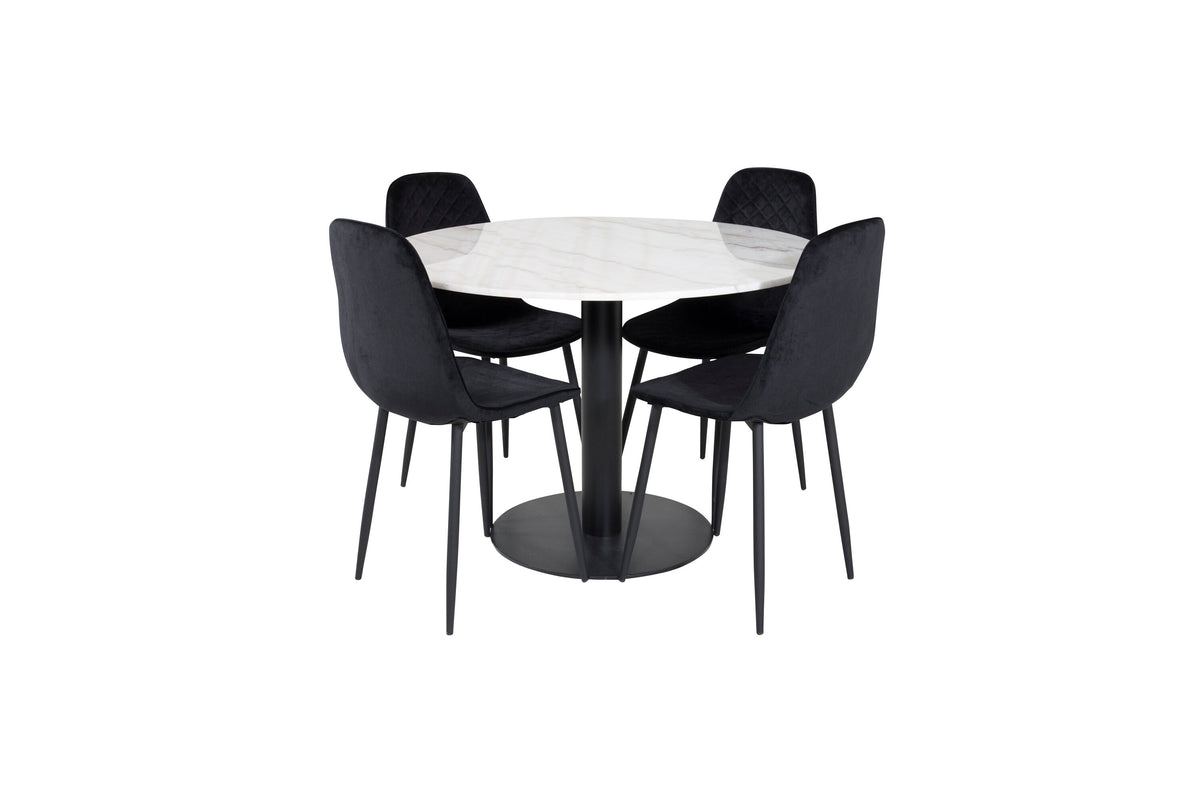 Estelle Matbord med Polar Stolarna – Bord: ⌀106 Stol: 52x86x44