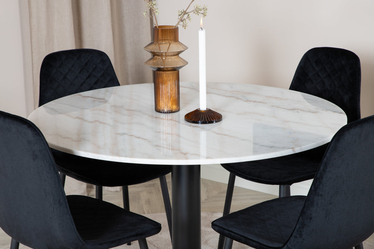 Estelle Matbord med Polar Stolarna – Bord: ⌀106 Stol: 52x86x44
