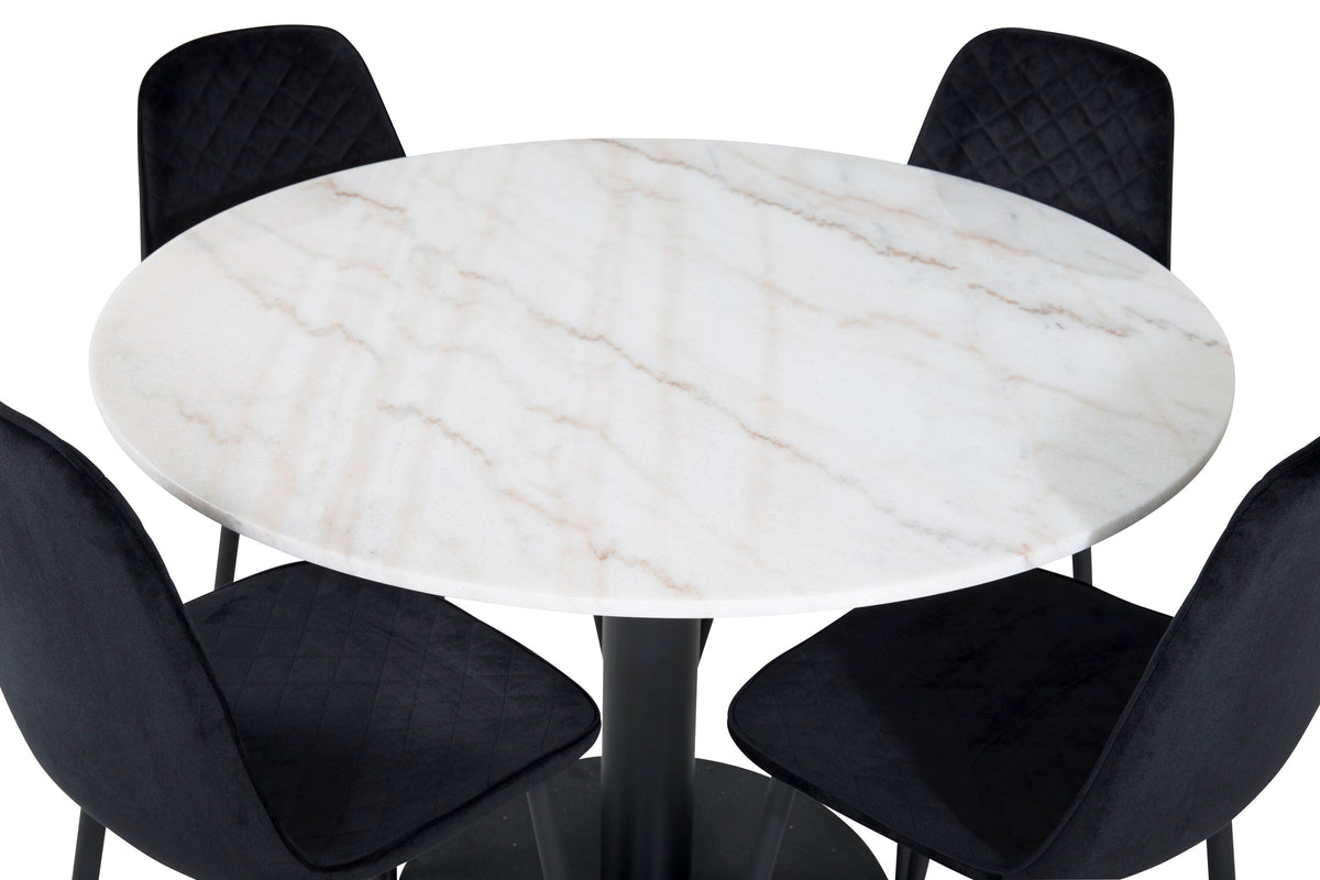 Estelle Matbord med Polar Stolarna – Bord: ⌀106 Stol: 52x86x44