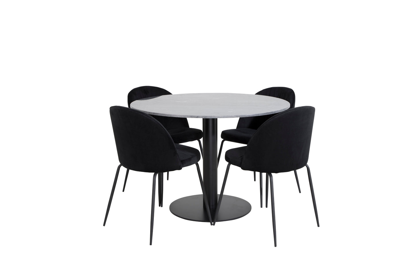 Estelle Matbord med Wrinkles Stolarna – Bord: ⌀106 Stol: 50x79,5x49