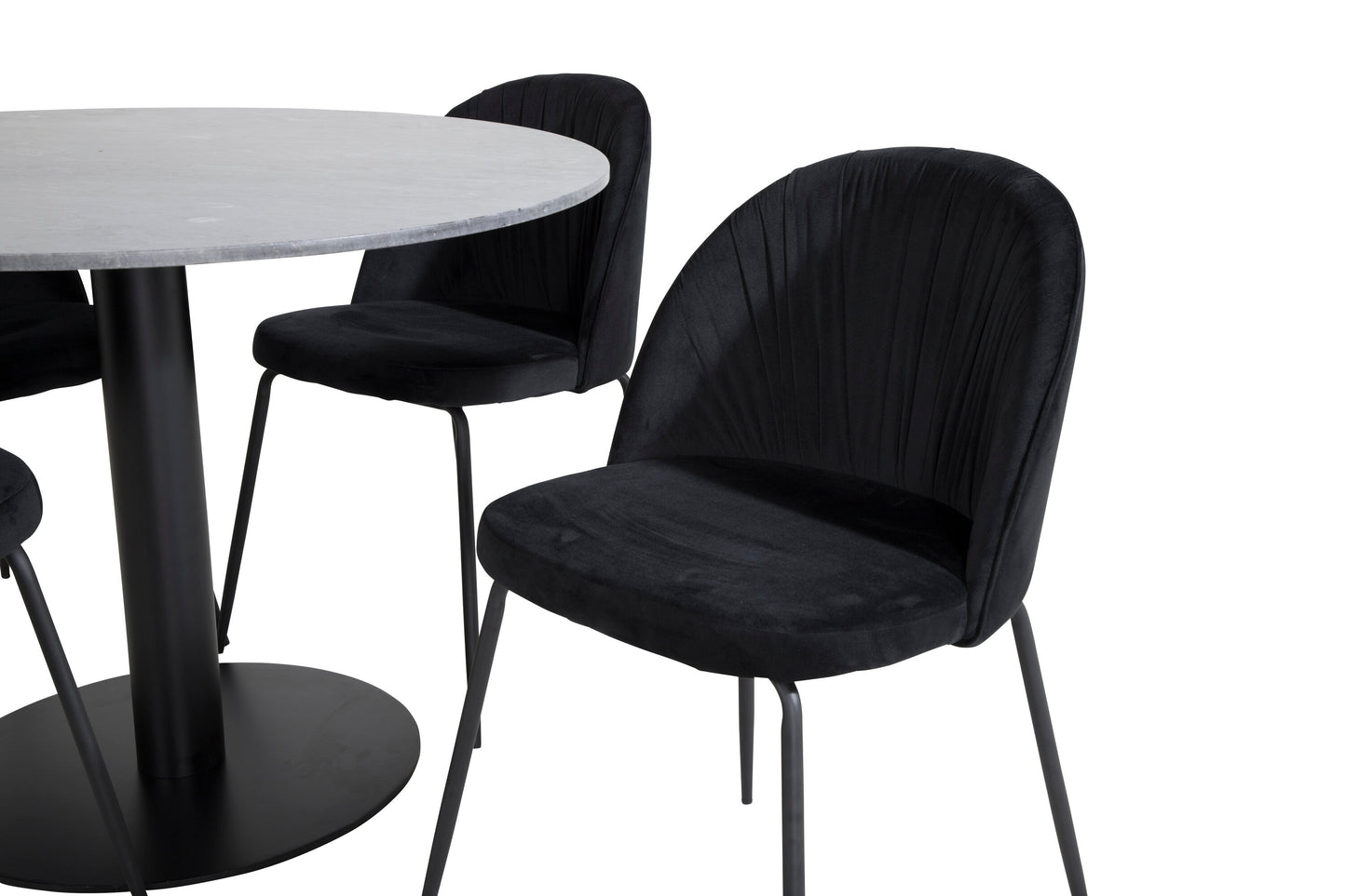 Estelle Matbord med Wrinkles Stolarna – Bord: ⌀106 Stol: 50x79,5x49