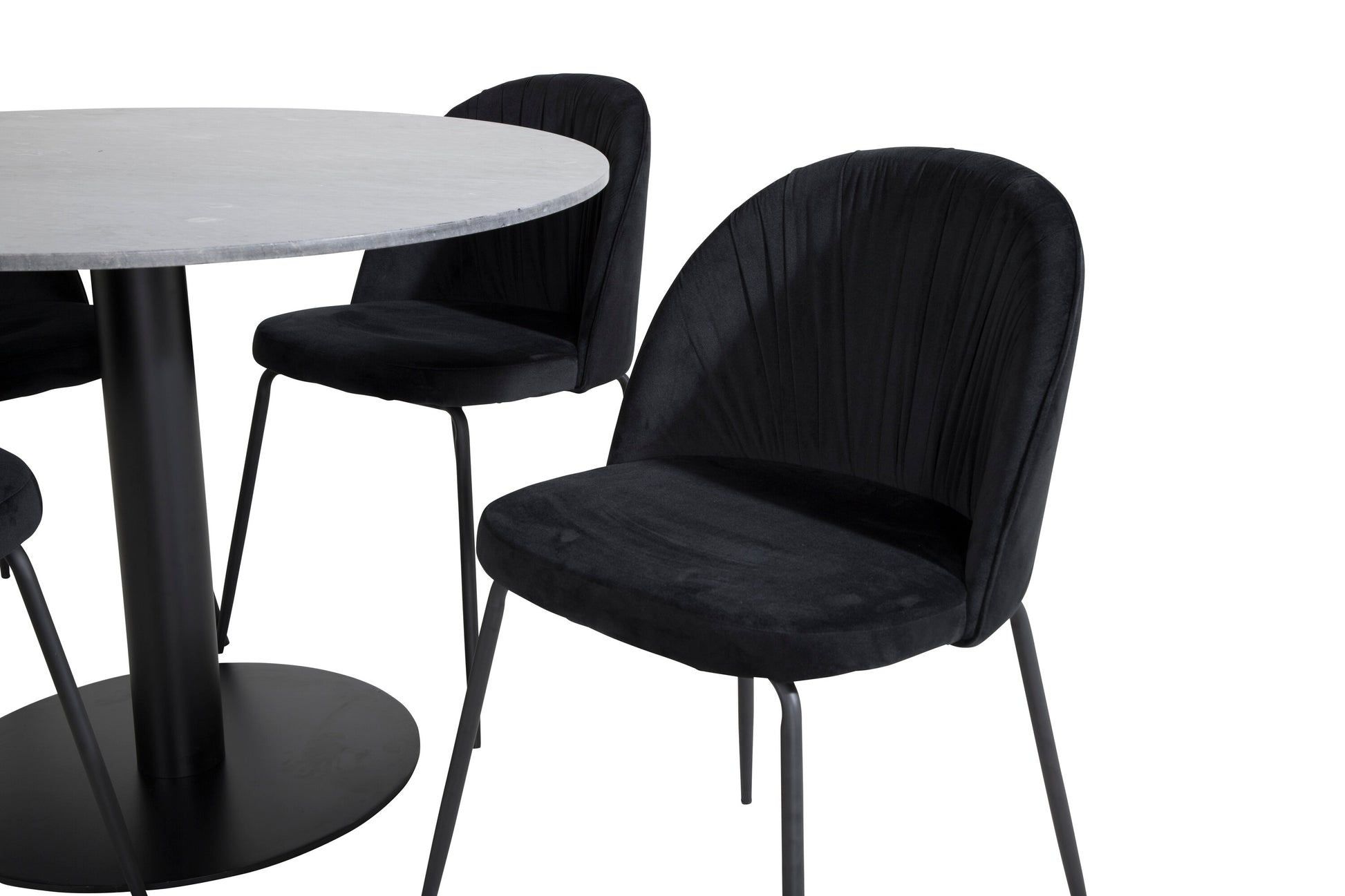 Estelle Matbord med Wrinkles Stolarna – Bord: ⌀106 Stol: 50x79,5x49