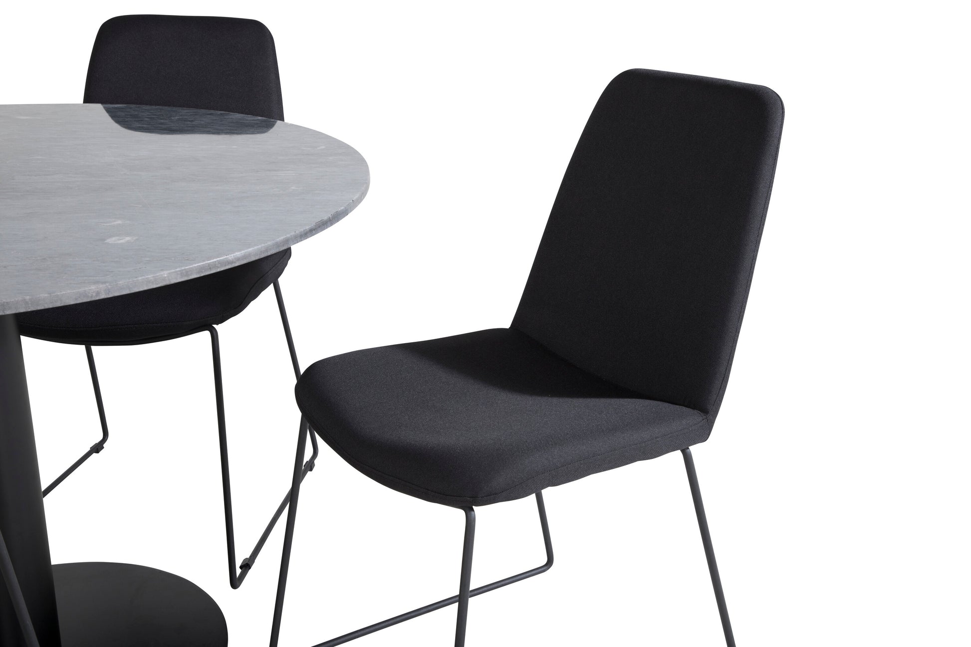 Estelle Matbord med Muce Stolarna – Bord: ⌀106 Stol: 63x84x43