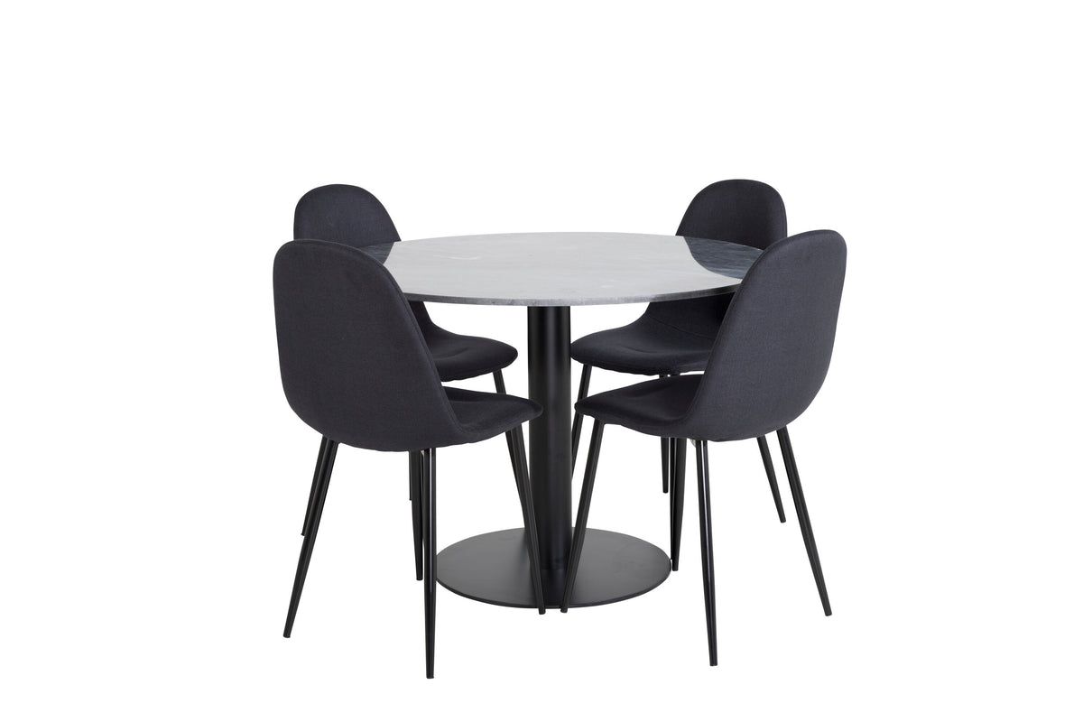 Estelle Matbord med Polar Stolarna – Bord: ⌀106 Stol: 53x87x44