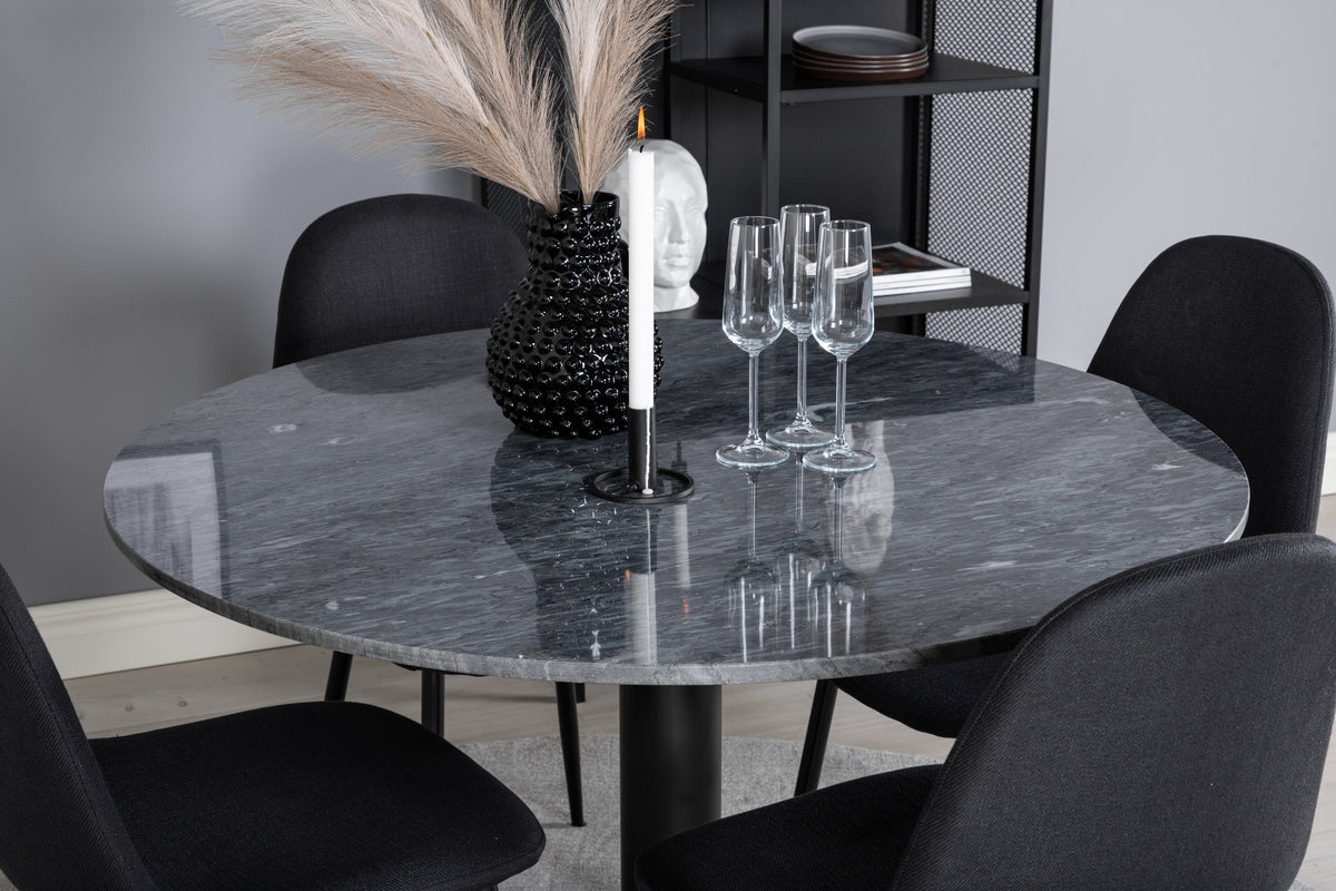 Estelle Matbord med Polar Stolarna – Bord: ⌀106 Stol: 53x87x44