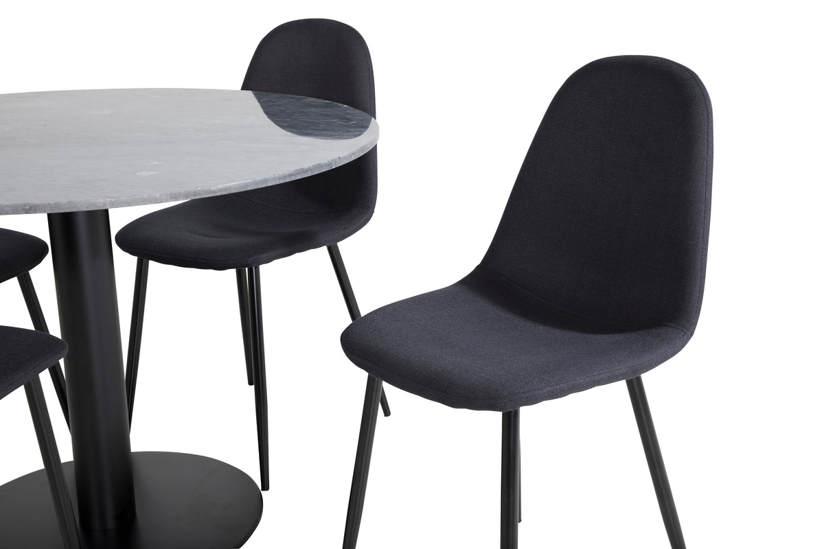 Estelle Matbord med Polar Stolarna – Bord: ⌀106 Stol: 53x87x44