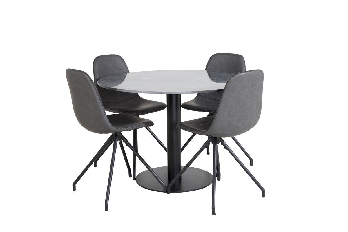 Estelle Matbord med Polar Stolarna – Bord: ⌀106 Stol: 54x88x44
