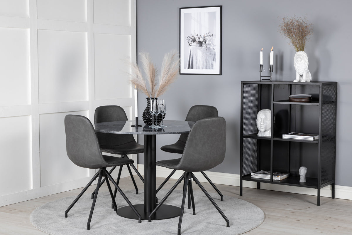 Estelle Matbord med Polar Stolarna – Bord: ⌀106 Stol: 54x88x44