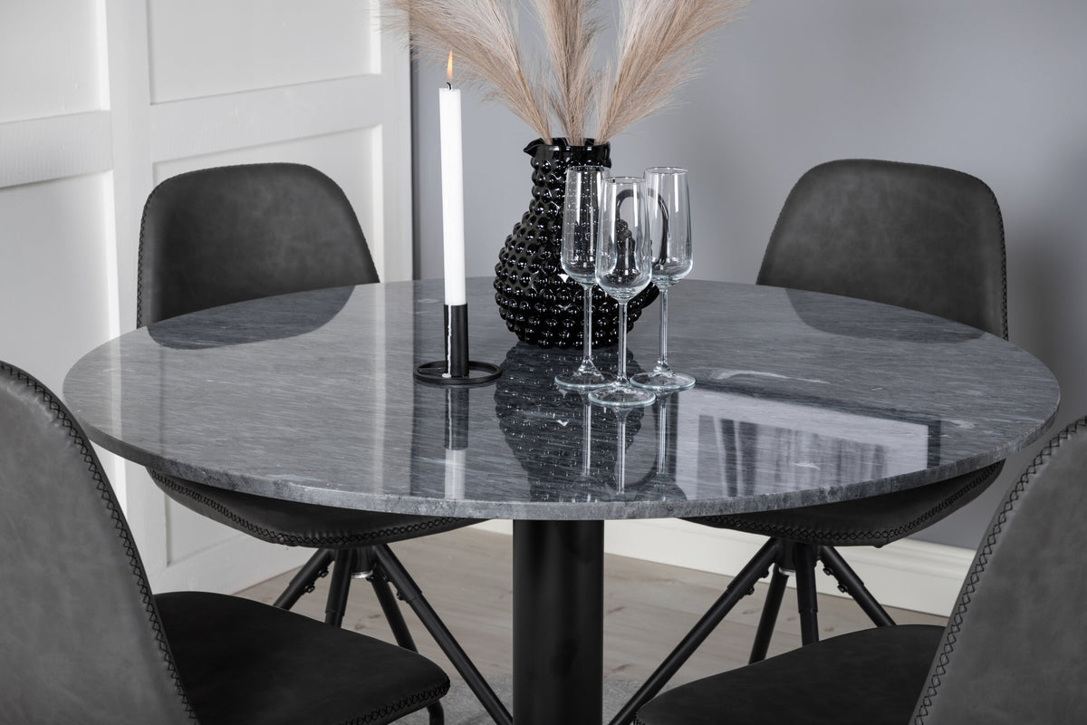 Estelle Matbord med Polar Stolarna – Bord: ⌀106 Stol: 54x88x44