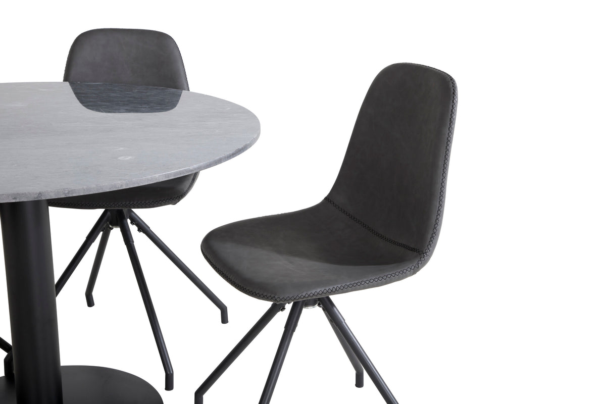 Estelle Matbord med Polar Stolarna – Bord: ⌀106 Stol: 54x88x44
