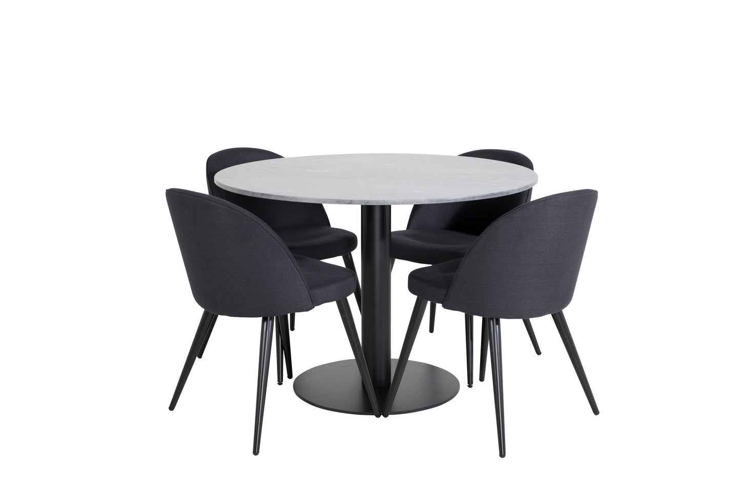 Estelle Matbord med Velvet Stolarna – Bord: ⌀106 Stol: 57x76,5x50
