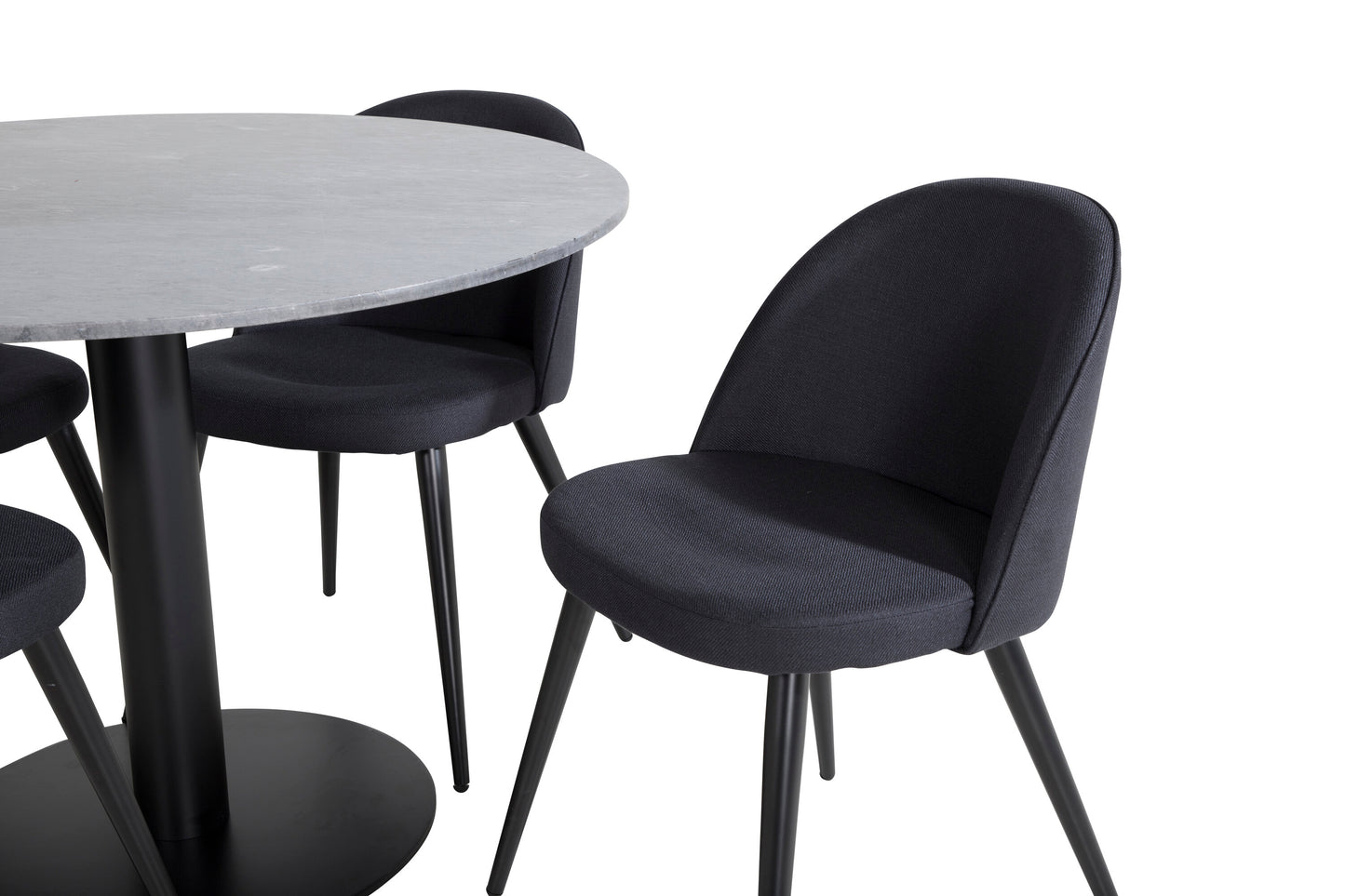 Estelle Matbord med Velvet Stolarna – Bord: ⌀106 Stol: 57x76,5x50