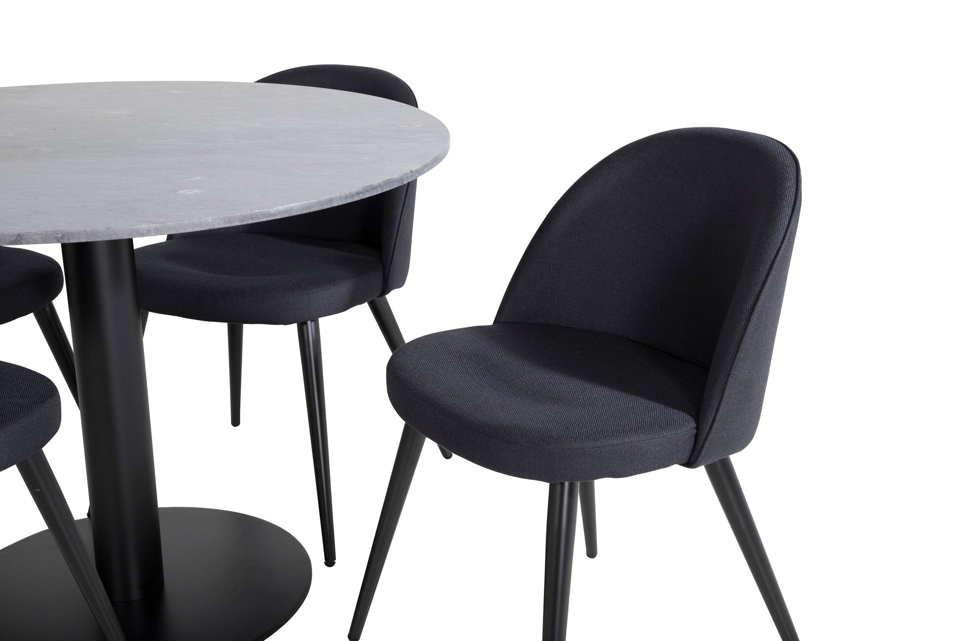 Estelle Matbord med Velvet Stolarna – Bord: ⌀106 Stol: 57x76,5x50