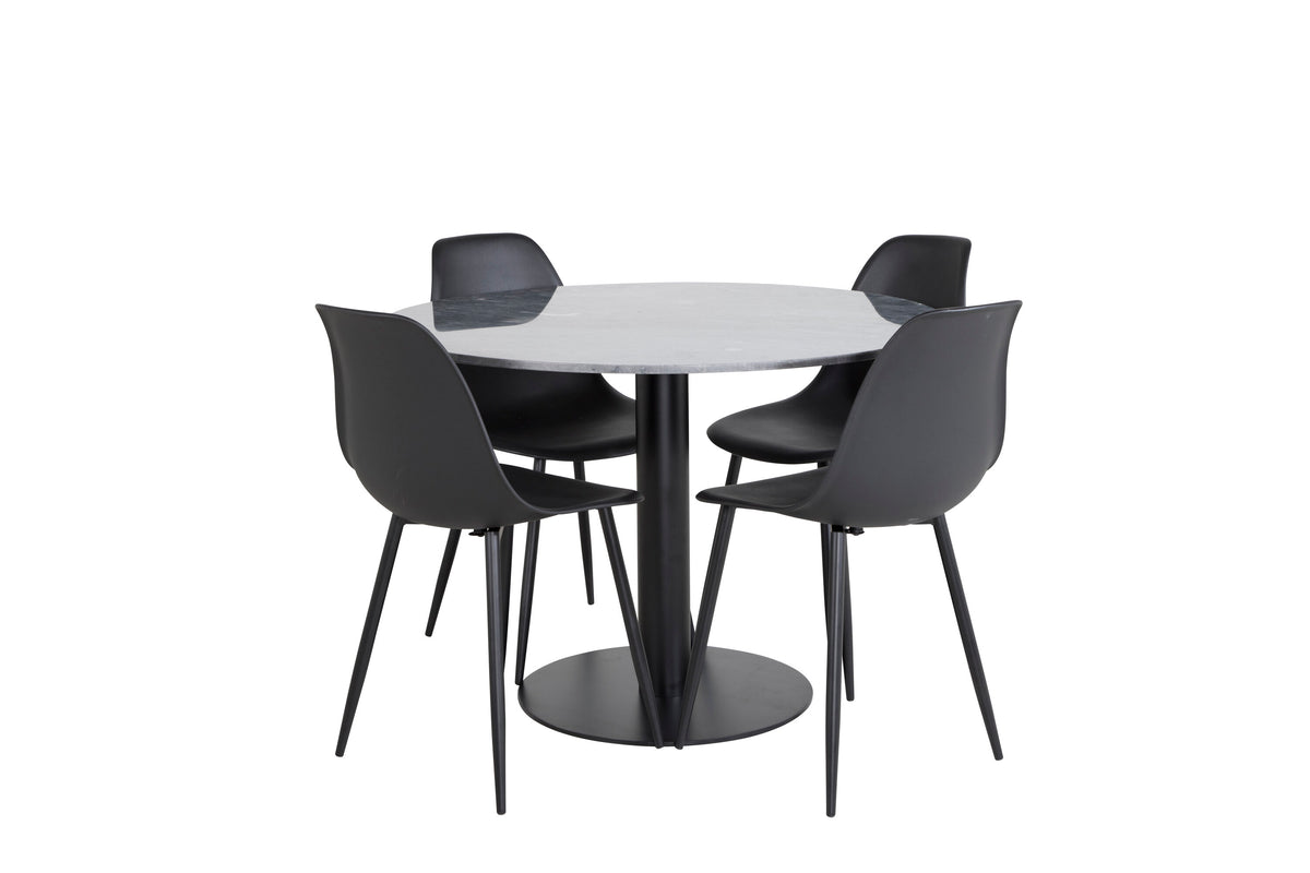 Estelle Matbord med Polar Stolarna – Bord: ⌀106 Stol: 58x81x45,5