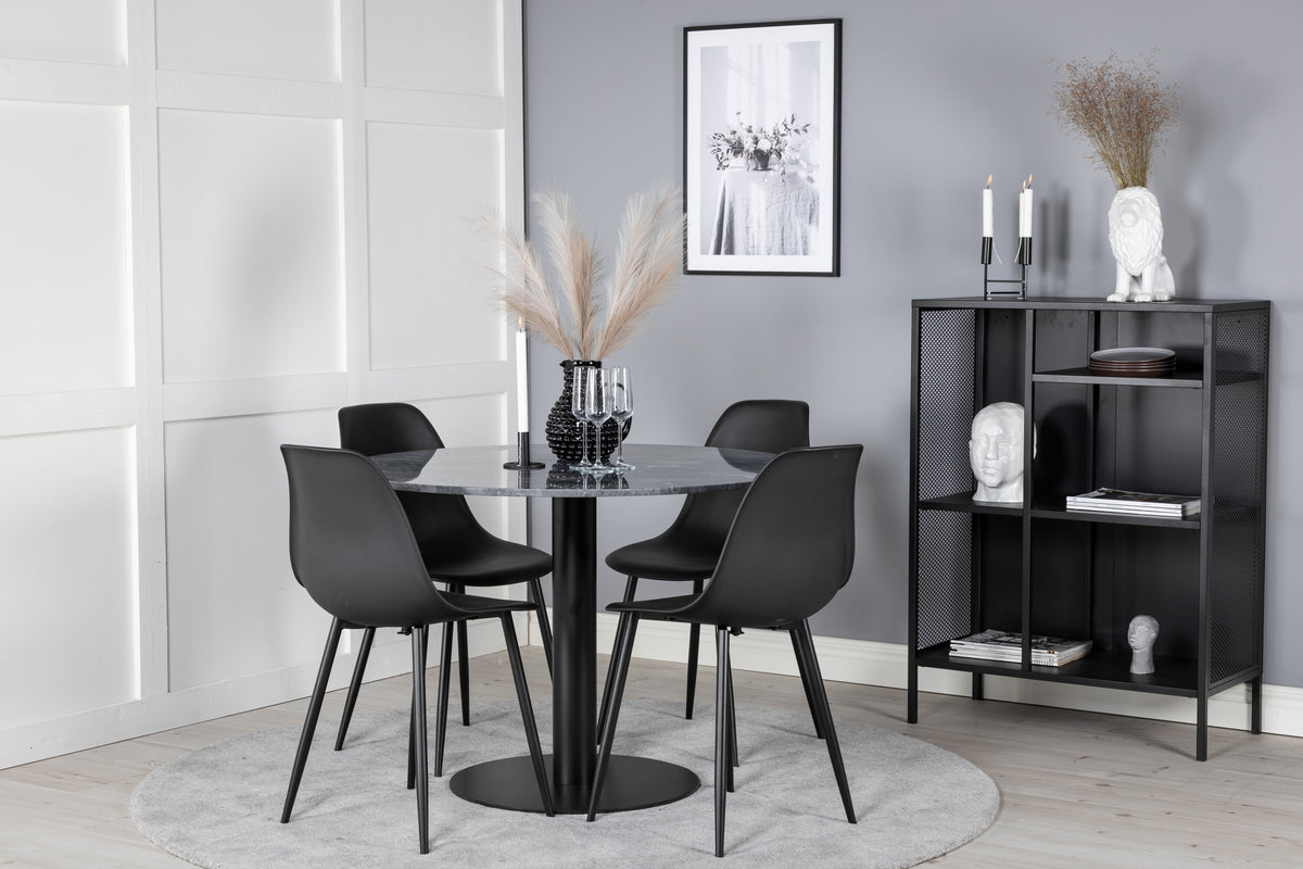 Estelle Matbord med Polar Stolarna – Bord: ⌀106 Stol: 58x81x45,5