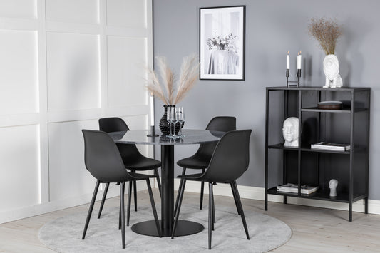 Estelle Matbord med Polar Stolarna – Bord: ⌀106 Stol: 58x81x45,5