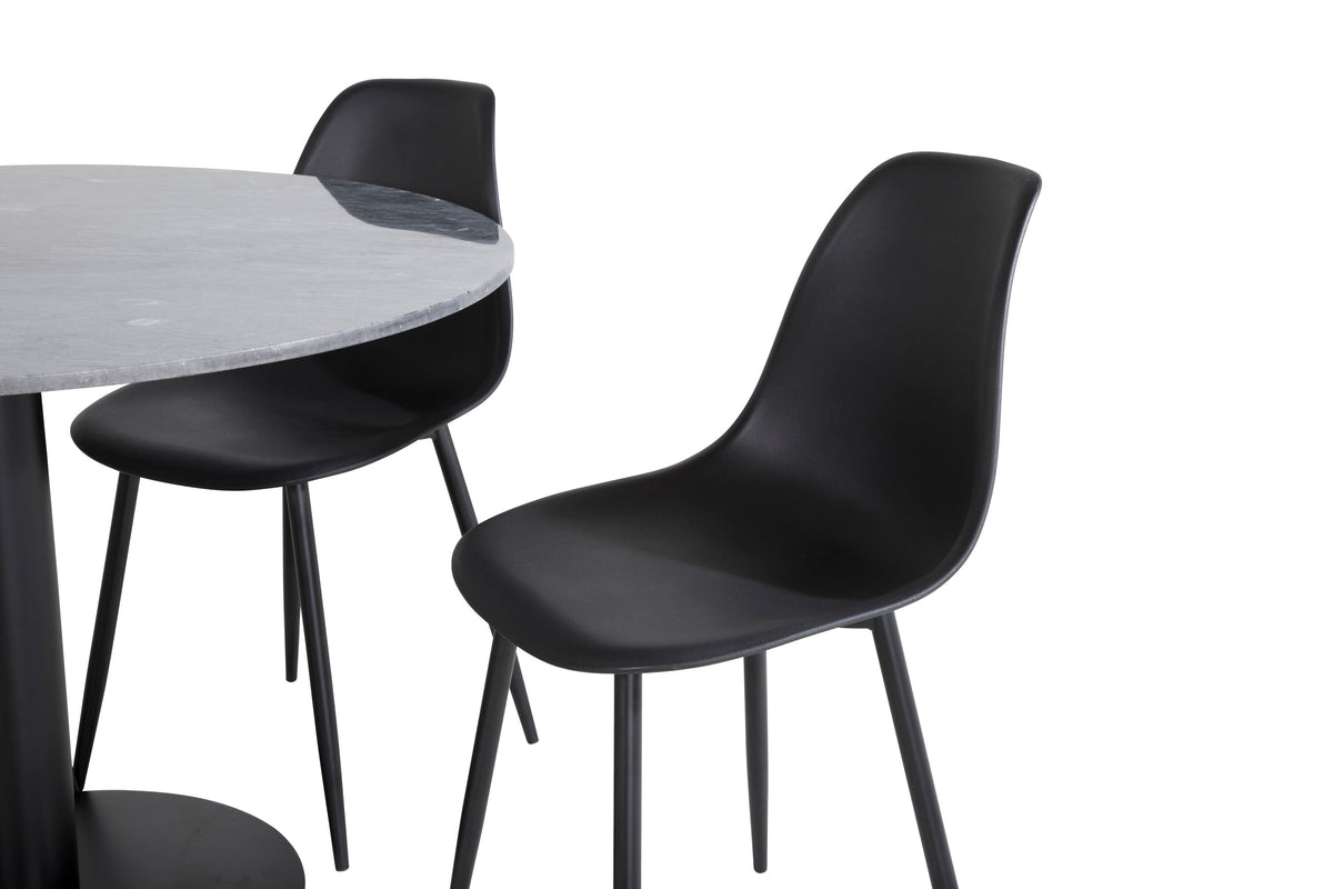 Estelle Matbord med Polar Stolarna – Bord: ⌀106 Stol: 58x81x45,5
