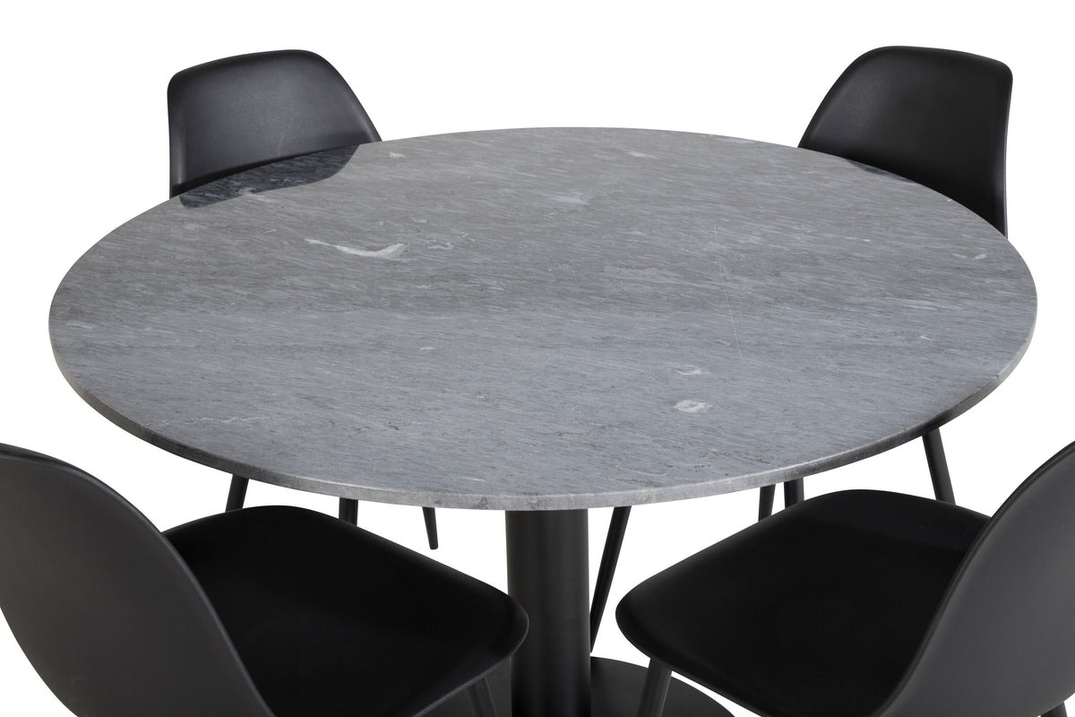 Estelle Matbord med Polar Stolarna – Bord: ⌀106 Stol: 58x81x45,5