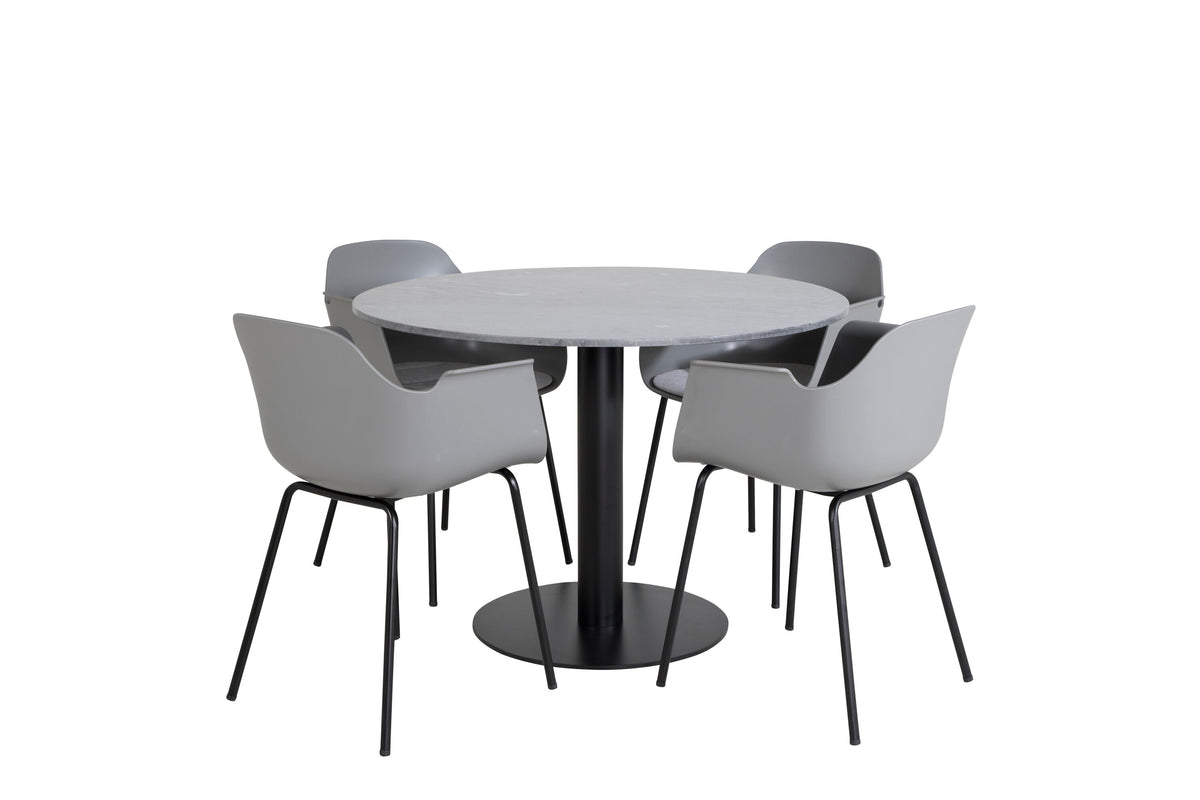 Estelle Matbord med Comfort Stolarna – Bord: ⌀106 Stol: 52x79,5x60,5