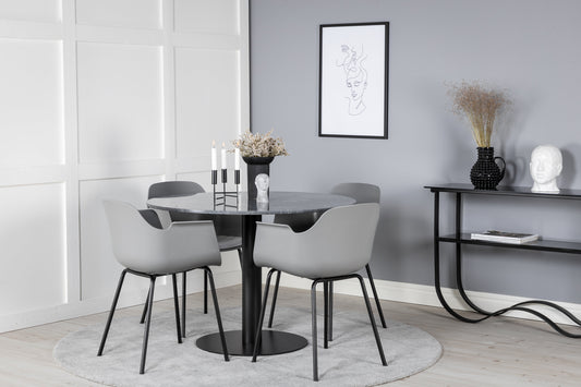 Estelle Matbord med Comfort Stolarna – Bord: ⌀106 Stol: 52x79,5x60,5