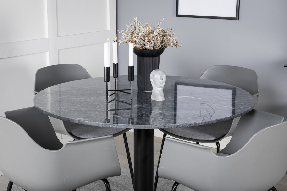 Estelle Matbord med Comfort Stolarna – Bord: ⌀106 Stol: 52x79,5x60,5