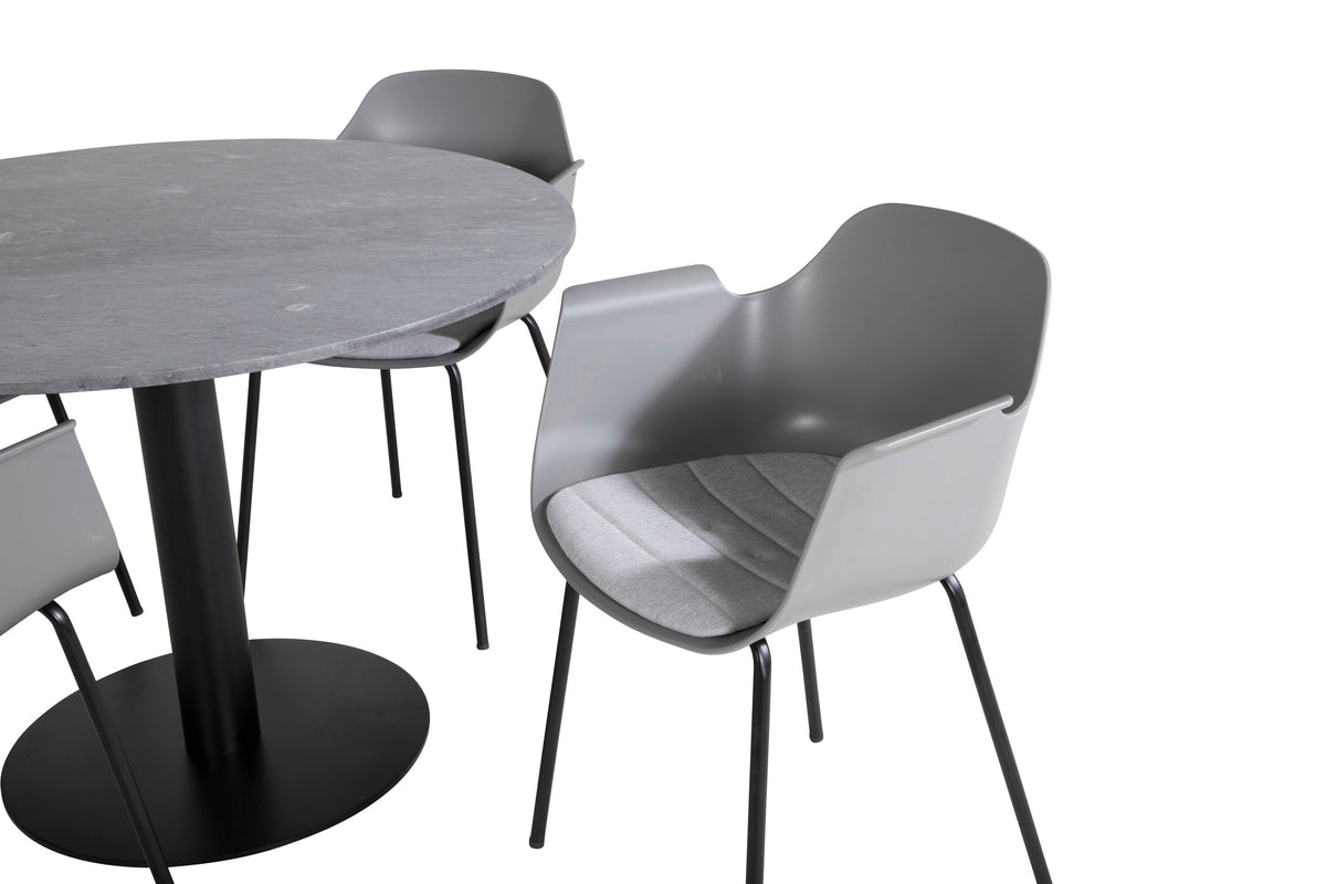 Estelle Matbord med Comfort Stolarna – Bord: ⌀106 Stol: 52x79,5x60,5